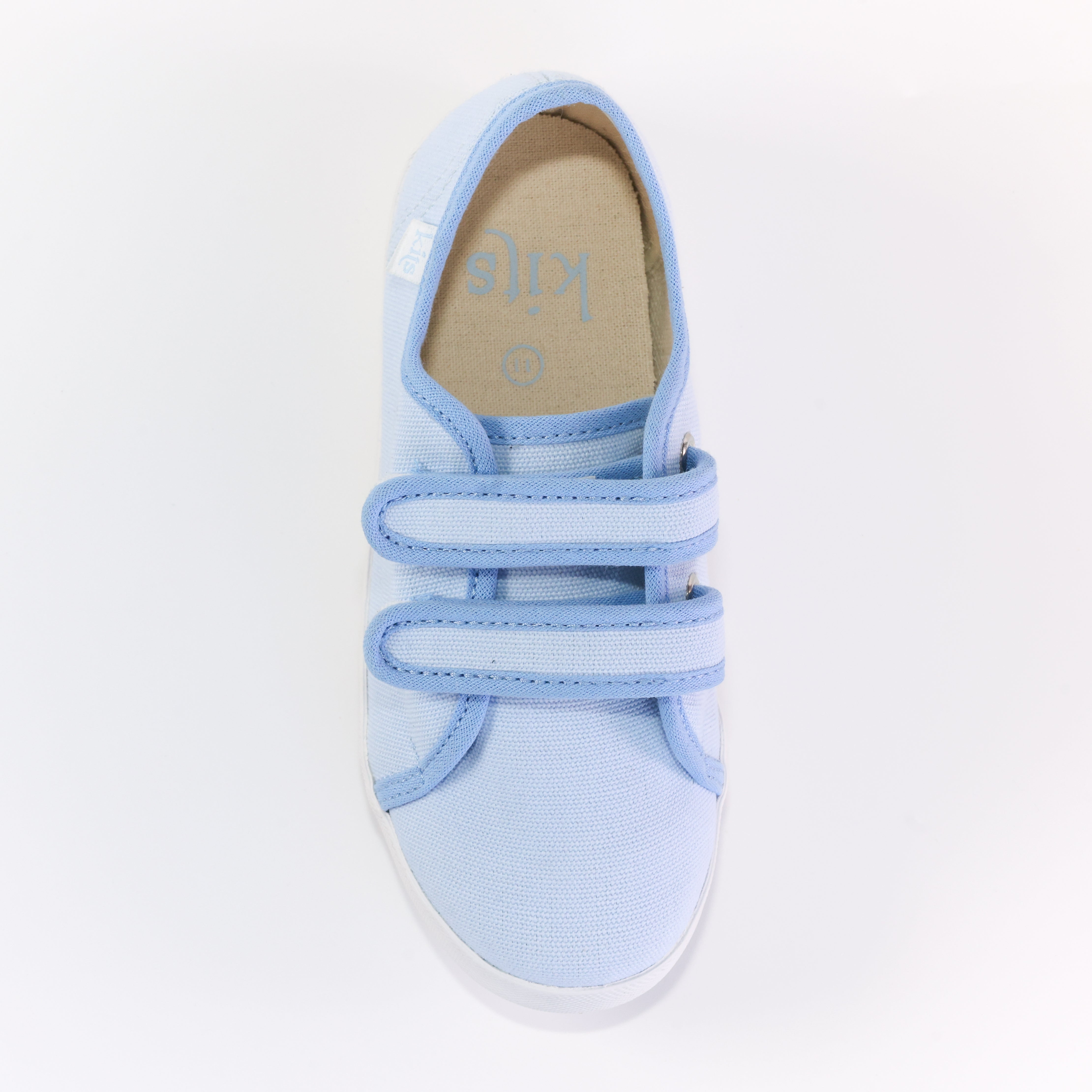 Washable canvas kids shoe in light blue – Kits Footwear